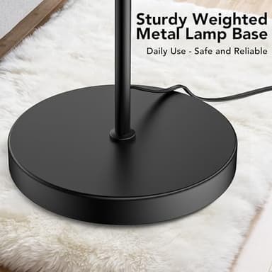 QiMH Industrial Floor Lamp with Light Bulb,Metal Tall Standing Lamp,Tall Modern Black Led Floor Lamp for Home Decor Bedroom Reading Office, Black - Image 5