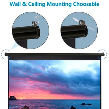 ZENY Outdoor Projector Screen Pull Down 80 Inch 16:9 HD Projection Screen, Roll Down Ceiling Projector Screen, Portable Indoor Outdoor Movie Screen - Image 7