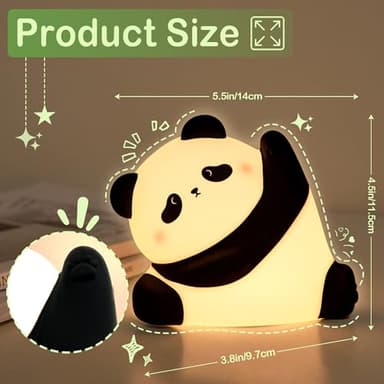 LettreQ Panda Night Light, Rechargeable Squishy lamp - Silicone Cute Gifts for Kids - Nightlight Nursery LED Animal Dimmanble Touch Light - Bedroom Decor Funny Birthday Christmas Gifts for Boy, Girls - Image 7