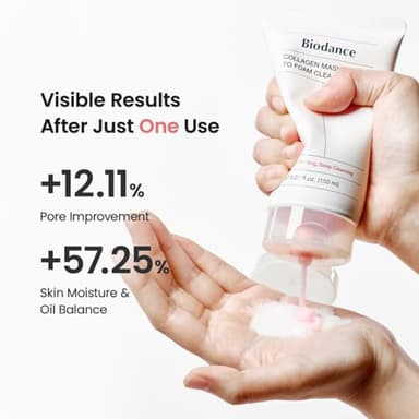 BIODANCE Collagen Mask To Foam Cleanser, Face Wash for Women, 2-in-1 Pore Mask and Hydrating Foaming Facial Cleanser for Sensitive Skin, Oily Skin, 5.07 fl. oz. (150 ml) - Image 7
