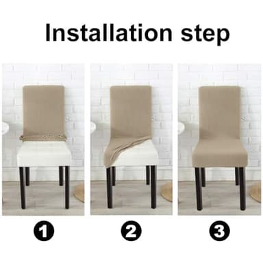 GoodtoU Chair Covers for Dining Room 6 Pack, Stretch Parson/Dining Chair Slipcover Removable Washable Chair Protector for Home/Restaurant/Banquet,Forros para Sillas de Comedor(Sand, Set of 6) - Image 7