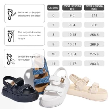 FITORY Women Platform Sandals Comfortable Open Toe Beach Shoes with Adjustable Buckle Straps for Summer Black Size 8 - Image 6