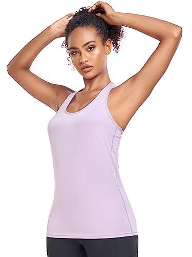 TELALEO 5 Pack Workout Tank Tops for Women, Athletic Racerback Sports Tank Top, Loose Sleeveless Dry Fit Shirts Black/Grey/White/Red/Purple M - Image 2