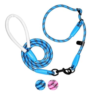 Codepets Detachable 2/5" Slip Lead, 4FT 6FT 8FT with Comfortable Silicone Handle Strong Rope Leash for Large Medium Small Dogs No Pull Highly Reflective Pet Training Leash (Blue-Black, 8FT) - Image 1