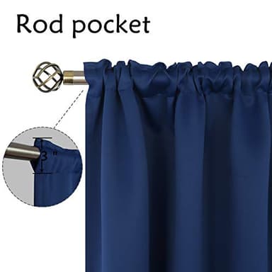 BGment Blackout Curtains for Bedroom 48 Inches Length - Rod Pocket Thermal Insulated Room Darkening Curtain Window Drapes for Cafe Kitchen, 42 x 48 Inch, 2 Panels, Navy Blue - Image 4