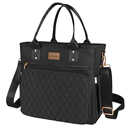 EASYA Large Insulated Lunch Bag for Work, Women's Nylon Thermal Lunch Box, Leakproof Cooler Tote Bag with Storage Pocket (Black) - Image 1