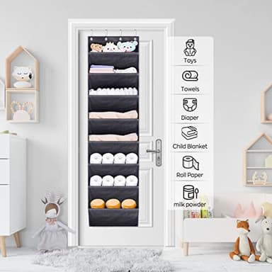 SLEEPING LAMB Over The Door Shoe Organizer for Closet with Large Deep Pockets, Narrow Shoe Rack for Door Hanging Boots Storage, Black - Image 7