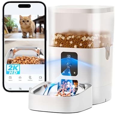 Automatic Cat Feeder with Dual Cameras, 2K HD Video with Night Vision, 5G WiFi Timed Pet Food Dispenser for Cat & Small Dog, 2-Way Audio, Easy APP Control, AI Pet Capture & Remain Food Record - Image 1