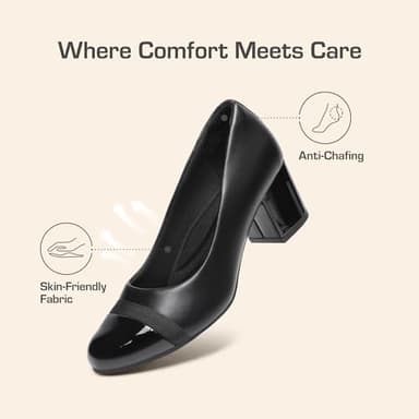 DREAM PAIRS Women's Pumps Low Chunky Block Heel Dress Shoes Closed Round Toe Comfortable Heels,Size 8,Black-Pat,SDPU2462W - Image 6