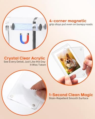 ESVNE 2Pcs Car Picture Holder for Visor Magnetic Picture Frame for 3 Inch Photos, Car Sun Visor Photo Holder with Strong Acrylic Magnet, Personalized Car Accessories with Clips for Easy Display - Image 3