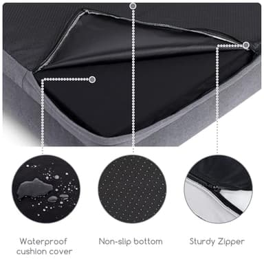 Hollypet Orthopedic Dog Bed for Medium Dogs, Supportive Foam Pet Couch with Removable Washable Cover and Non-Slip Bottom, Waterproof Lining Dog Sofa Bed, Gray, M (28 * 22.5 * 7.5) - Image 5