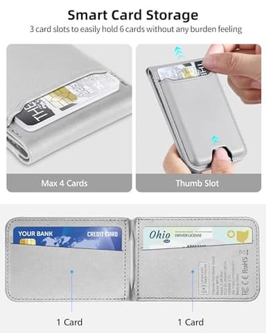 ExtreLife for Magsafe Wallet, Works with Apple Find My, Strongest Magnetic Wallet for iPhone 16/15/14/13/12 Series, Magnetic Card Holder with Adjustable Stand, 6 Cards Holder, Vegan Leather, Gray - Image 6