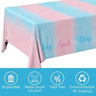 Gatherfun Gender Reveal Party Supplies Disposable Tablecloth Plastic Waterproof Table Cover for Boy or Girl Gender Reveal Party Baby Shower Birthday Decorations, 3 Pack 54X108inch - Image 3
