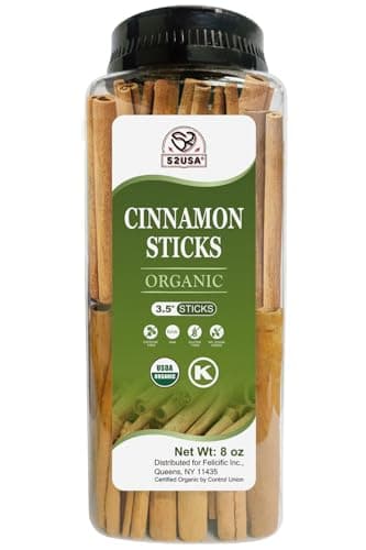 52USA Organic Cinnamon Sticks, Cinnamon 8oz (226g), Cinnamon Sticks Whole, 100% Raw, USDA & Kosher Certified, Gluten Free, Non-GMO, Pure & Fresh Cinnamon, Perfect for Baking, Cooking & Beverages - Image 1