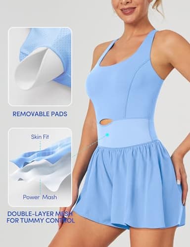 IUGA Athletic Romper Tummy Control Padded Workout Romper with Shorts Running Onesie Jumpsuits Summer Outfits Set Gym Clothes - Image 2