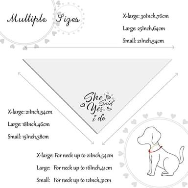 Raisingwell Engagement Gift for Couples Dog Bandana 1 Pack 2 Pattern Reversible, She Said Yes Dog Bandanas,Wedding Party Triangle Scarf for Medium to Extra Large Breed Dogs(X-Large) - Image 2
