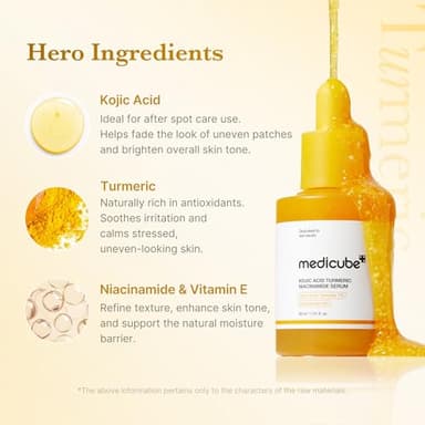 medicube Kojic Acid Turmeric Clarifying & Balancing Capsule Serum for Troubled Skin | Soothing & Brightening Facial Serum | Niacinamide & Glow Capsules for Hydration and Barrier Support | 1.01 fl.oz - Image 3