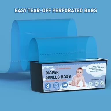 Diaper Pail Refills Bags with 30 Bags Compatible with Genie Easy Roll Signature Diaper Pails and Platinum Diaper Pails, Lasts Up to 8 Months, 7-Layer Odor-Barrier Technology, 3 Pack (90 Bags) - Image 3