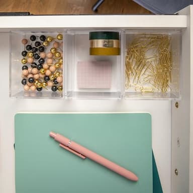 Martha Stewart Brody Desktop Storage Organizer, Stack and Slide Plastic Organizer Tray, Organizer for Office, Kitchen, or Vanity, 3" x 3.75", Clear - Image 6