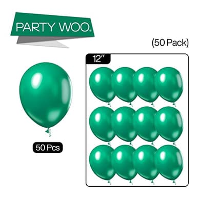 PartyWoo Dark Green Balloons 50 pcs 12 Inch Pearl Hunter Emerald Forest Green Balloons for Baby Shower Graduation Christmas Jungle Safari Birthday Party Decorations Green-Z01 - Image 5