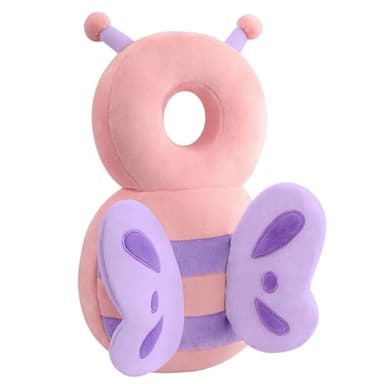 Baby Head Protection Backpack - Soft & Comfortable, Cute Cartoon Design, Pink Butterfly - Image 1