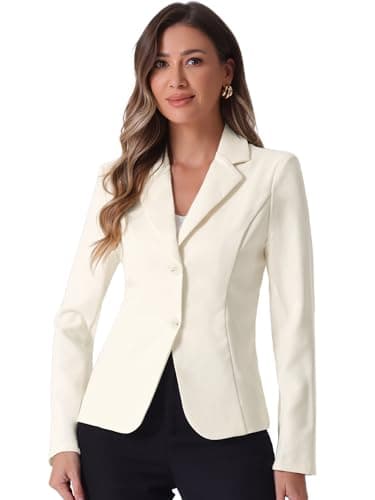 Allegra K Women's Work Office Blazer Stretch Lapel Collar Long Sleeve Jacket Suit Blazer XX-Large Cream White - Image 1