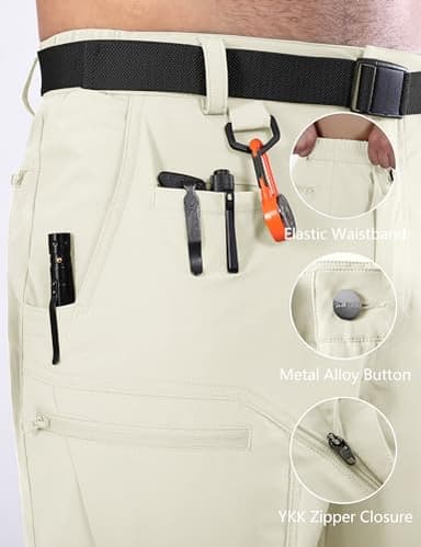 Shallowlulu Mens Cargo Hiking Shorts Water Resistant Quick Dry Lightweight Breathable Tactical Shorts with Nylon Belt(Bone White 30W/8L) - Image 5