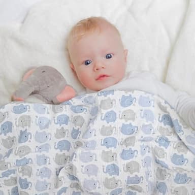 GLLQUEN BABY Muslin Swaddle Blankets,3-Pack Receiving Blanket for Newborn Boys and Girls,Baby Swaddle Blanket Unisex, Elephant,Baby Essentials, Registry & Gift, 40 x 38 inches - Image 2