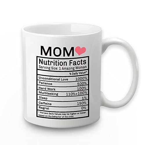 WENSSY Gifts for Mom, Mom Nutrition Facts Mug, Mom Nutrition Facts Gifts, Birthday Mothers Day Gifts for Mom from Daughter Son 11 Ounce with Gift Box - Image 1