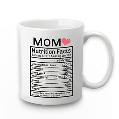 WENSSY Gifts for Mom, Mom Nutrition Facts Mug, Mom Nutrition Facts Gifts, Birthday Mothers Day Gifts for Mom from Daughter Son 11 Ounce with Gift Box - Image 1