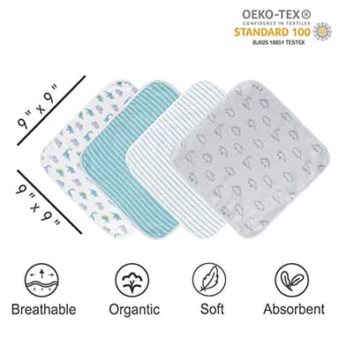 Viviland Baby Washcloths, 24Pack Baby Wash Cloths for Newborn, Baby Towels and Infant Bath Face Washcloths for Boys Girls Super Soft Absorbent, Gentle on Sensitive Skin Body, 9x9 Dinosaur - Image 7
