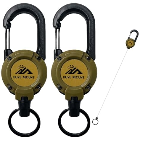 Yojaro Retractable Keychain Heavy Duty 2Pack, Multitool Carabiner Badge Holder, Retractable Keychain Clip Id Holder, Upgraded 58cm Stainless Steel Cord Yellow - Image 1
