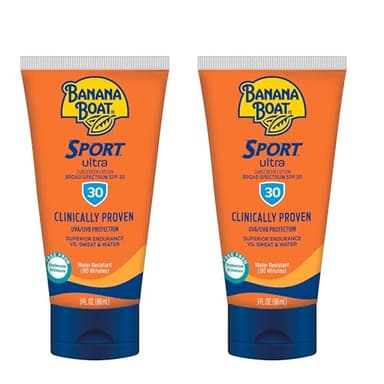 Banana Boat Sport Ultra Sunscreen Lotion SPF 30, Travel Size 3oz Twin Pack, Sweat & Water Resistant Sunblock for Active Lifestyle(Pack of 2) - Image 1
