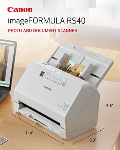 Canon imageFORMULA RS40 - Photo and Document Scanner, Auto Document Feeder, Windows and Mac, Scans Old and New Photos in Varying Sizes, USB Interface - Image 2