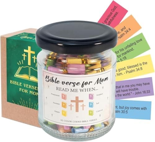 Bible Verse Jar for Mom, Christian Gifts for Mom, Inspirational Scriptures for Mom, Bible Accessories, Birthday Gifts for Mom, Christmas gifts for Moms - Image 1