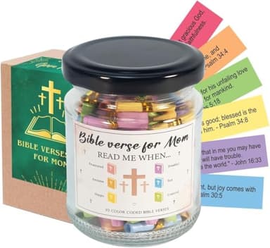 Bible Verse Jar for Mom, Christian Gifts for Mom, Inspirational Scriptures for Mom, Bible Accessories, Birthday Gifts for Mom, Christmas gifts for Moms - Image 1