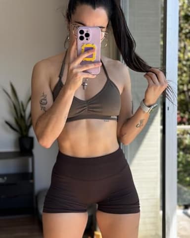 AUROLA Influence Collection Workout Shorts for Women,No Roll Up New Scrunch SeamlessGym Short-3.5" Inseam, Coffee, XL - Image 4