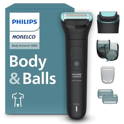 Philips Norelco Body Groomer 5000 Series, Intimate Hair Trimmer & Shaver for Men with Dual 100% Showerproof Full Body Shave & Trim Heads and Two Bi-Directional Body Hair Combs, BG5495/50 - Image 1