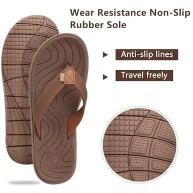 KuaiLu Womens Casual Flip Flops Comfortable Yoga Mat Arch Support Memory Foam Comfort Cushion Summer Beach Pool Slip on Walking Thong Sandals Ladies Orthotic Recovery Plantar Fasciitis Brown Size 8 - Image 6