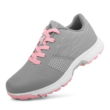 THESTRON Women's Golf Shoes Ladies Golf Sports Sneakers Spikes Women Golf Wears Spikeless Girls Golf Walking Sneakers Grey Pink - Image 5