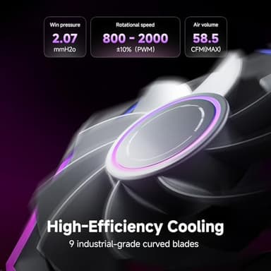 AsiaHorse Nyota Ultra 120mm PC Case Fan - Space-Inspired Design (Infinity Mirror + RGB Ring), 9 Blades 58.5 CFM, Modular Build, Ultra-Quiet Silicone Pads, PWM Control-Quiet Hydro Bearing - Image 7