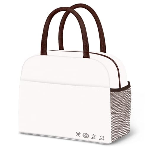DALINDA Lunch Bag Lunch Box for Women Men Reusable Insulated Lunch Tote Bag, Handbags Case High Capacity for Travel Work Picnic,white - Image 1