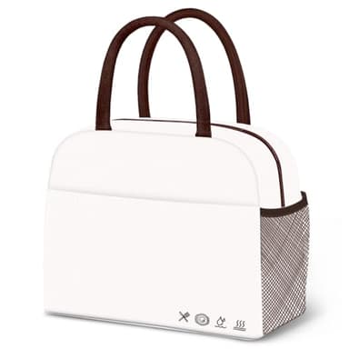 DALINDA Lunch Bag Lunch Box for Women Men Reusable Insulated Lunch Tote Bag, Handbags Case High Capacity for Travel Work Picnic,white - Image 1