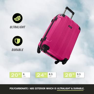 Kenneth Cole REACTION Out of Bounds Lightweight Hardshell 4-Wheel Spinner Luggage, Magenta, 20-Inch Carry On - Image 6