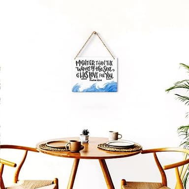 Inspirational Nautical Decor Mightier Than The Waves of The Sea Psalm 93:4 Scripture Wooden Hanging Sign Christian Gift for Baby Kids Girl Boy Nursery Teen Room Bible Verse Wall Art 10 x 8 Inches - Image 4