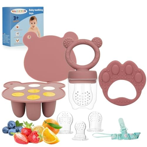 WAJIAYON Baby Breastmilk Popsicle Molds & Baby Fruit Feeder (3 Pack), Infant Food Freezer Tray Storage Containers, Silicone Teething Pacifier Feeder and Teether for Babies(Daisy) - Image 1