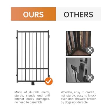 SNUOWU Full Metal Freestanding Dog Gate with Door, 32''Height Foldable Pet Dog Fence for Indoor & Outdoor, 6 Panels Extra Wide Free Standing TallDog Gates for Doorways,House,Stairs,Porch,Deck,Yard - Image 3