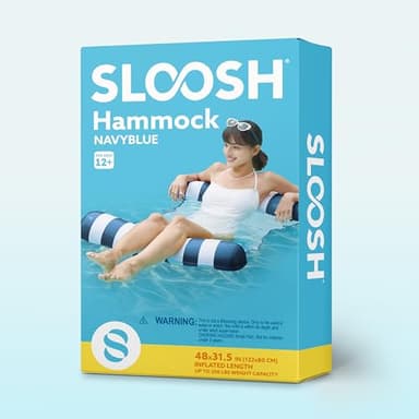SLOOSH Strip Type Hammock Pool Floats Adults, 4-in-1 Multi-Purpose Inflatable Pool Floaties PVC Water Hammock Lounge (Strip- Navyblue) - Image 8