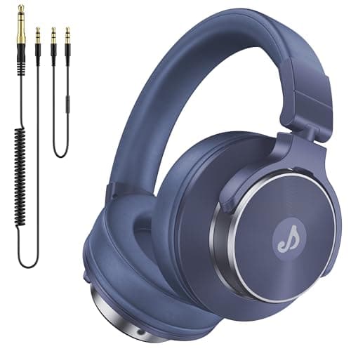 Rumoon Wired Over Ear Headphones, Studio Monitor & Mixing DJ Headphones with 50mm Neodymium Drivers and 1/4 to 3.5mm Jack for Guitar AMP Podcast Piano Keyboard (Dark Blue)
