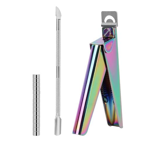 rhinocats Acrylic False Nail Clippers with Magnets Sizer,Nail Tip Cutter with Length Measurement,Stainless Steel Nail Manicure Set for Salon Home Nail,Rainbow Color - Image 1